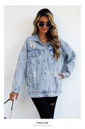 Jeans Jackets for Woman Jackets Euramerican Hole Autumn Winter Women'S Jeans Coats Outerwears Denim Top New Female Jean Fashion