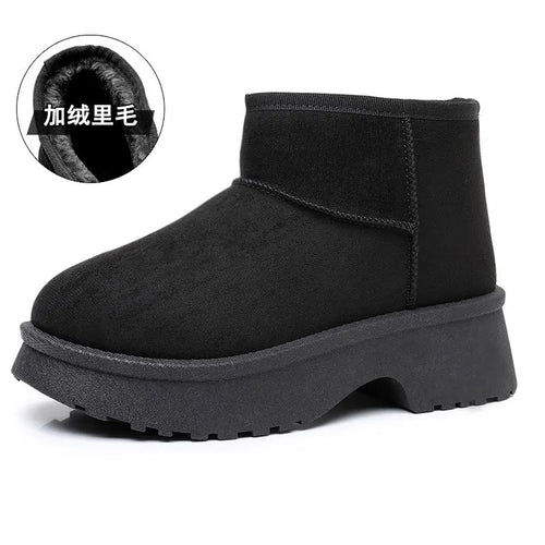 Women'S Snow Boots Fashionable with Thick Velvet and Height Increasing Cotton Shoes for Women'S Lightweight Short Boots